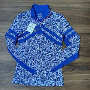 Kastel Denmark Women's Longsleeve Sun Shirt - Chevron Blue Leaves - XS